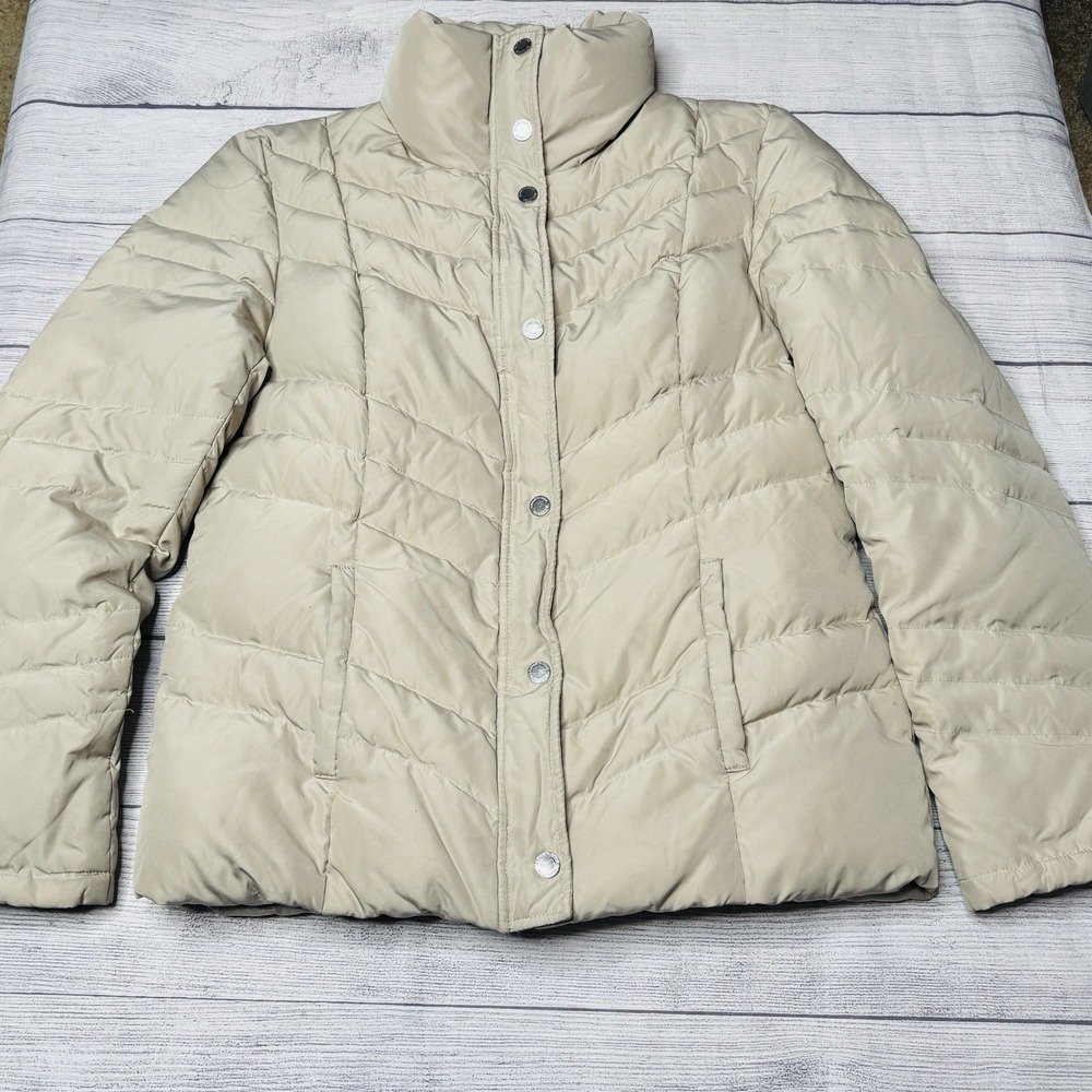 Kenneth Cole Reaction Puffer Jacket Funnelneck Size M Duck Down Quilted Coat